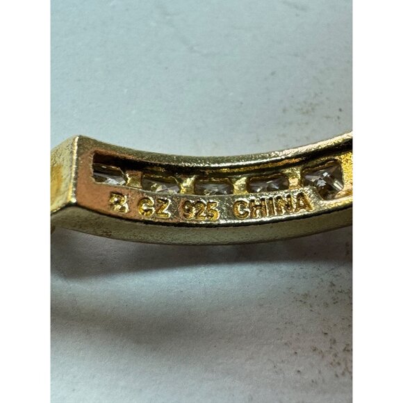 Vintage Estate Gold Over 925 Sterling Silver CZ Hoop Earrings 1.16", 7.8g - Picture 5 of 8